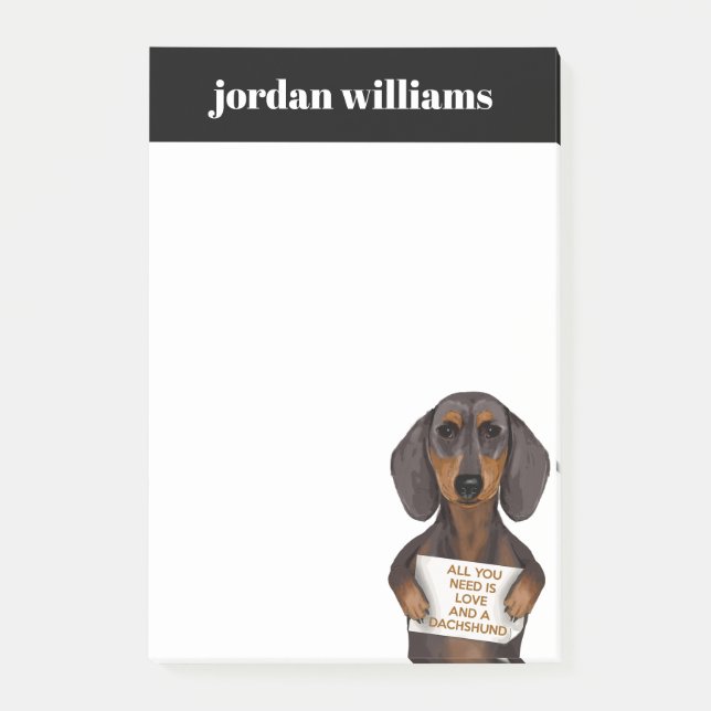 Bloco De Notas Amor e Dachshund (Frente)