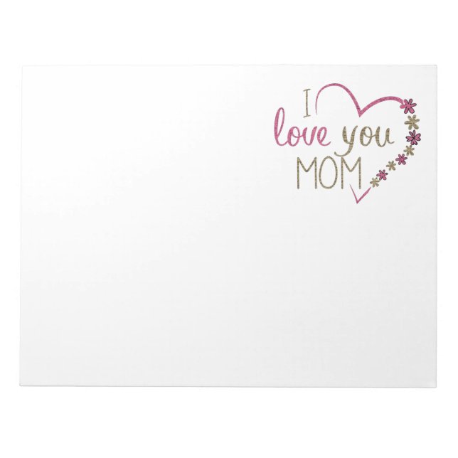 Bloco De Notas Amor Mãe Dia de as mães Heart (Frente)
