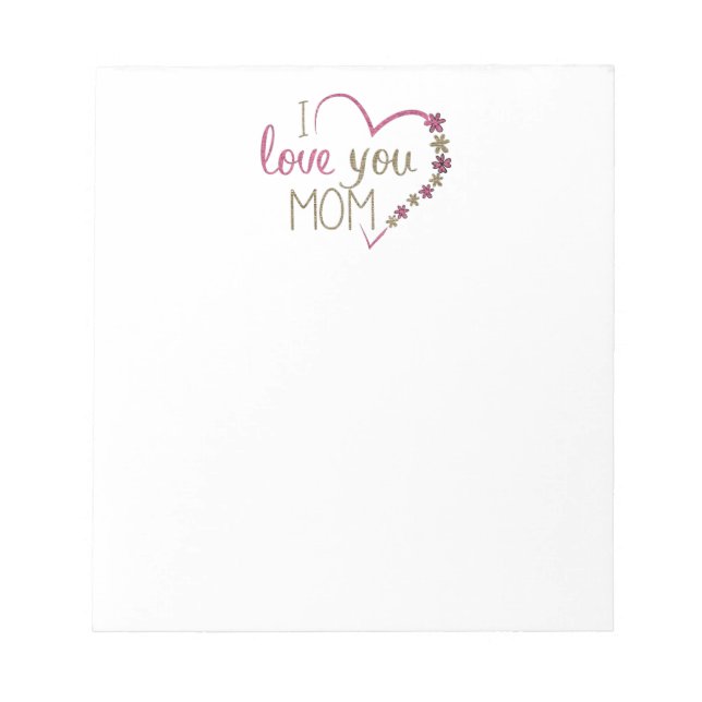 Bloco De Notas Amor Mãe Dia de as mães Heart (Frente)