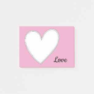 Bloco De Notas Amor Rosa com Coração Branco
