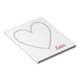 Bloco De Notas Amor Vermelho Coração Branco