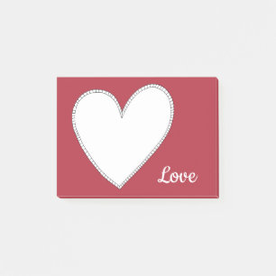 Bloco De Notas Amor Vermelho Sólido com Coração Branco