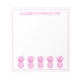 Bloco De Notas Ananás Tropicais de pré-disquete cor-de-rosa perso