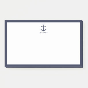 Bloco De Notas Âncora azul do Marinho náutico com nome personal
