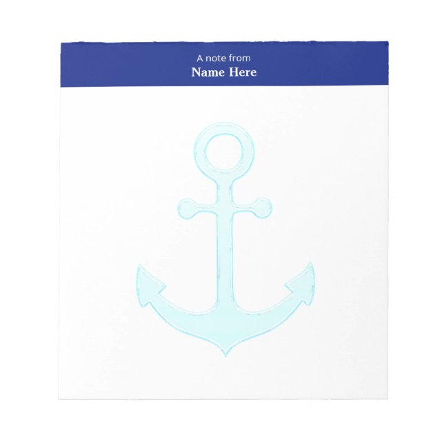 Bloco De Notas Âncora Náutica & Cabeçalho Azul Simples (Frente)