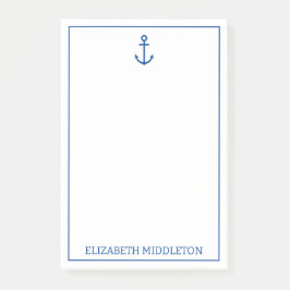Bloco De Notas Âncora Náutica Simples Azul e Branco Personalizada