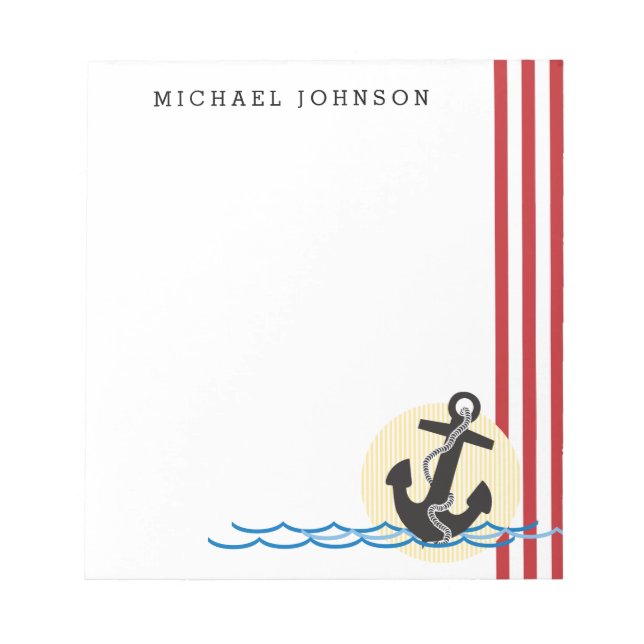 Bloco De Notas Âncora, Sol e Água Personalizados (Frente)