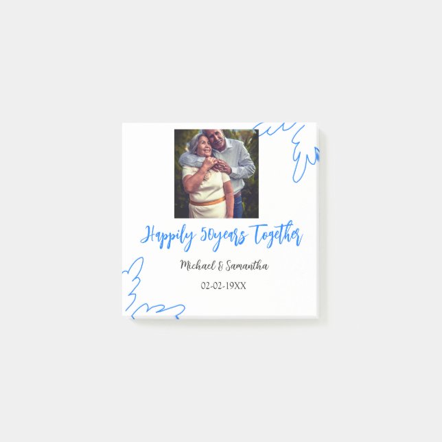 Bloco De Notas anima o nome da foto azul de folha de 50 anos (Frente)