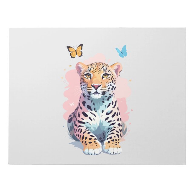 Bloco De Notas Animais Adoráveis de Borboleta Vetor Leopardo (Frente)