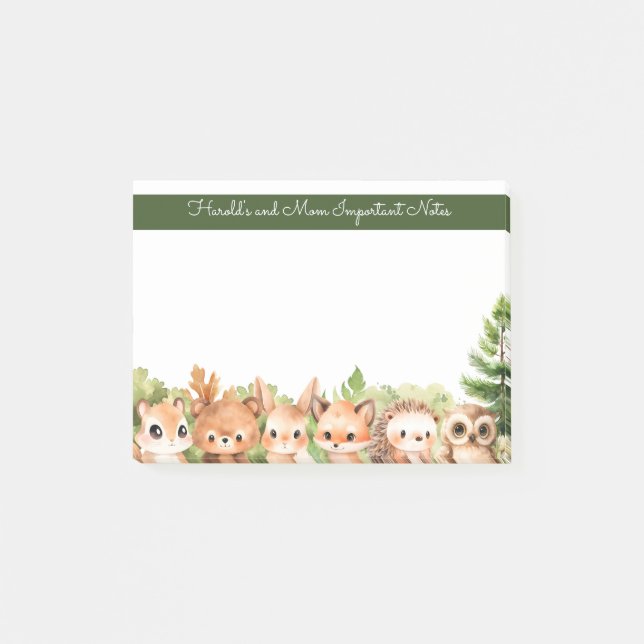 Bloco De Notas Animais da Floresta Bebê e Mamãe da Floresta (Frente)