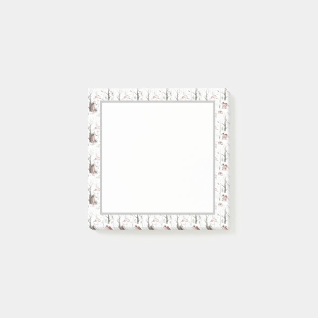 Bloco De Notas Animais da Floresta de Aquarela (Frente)