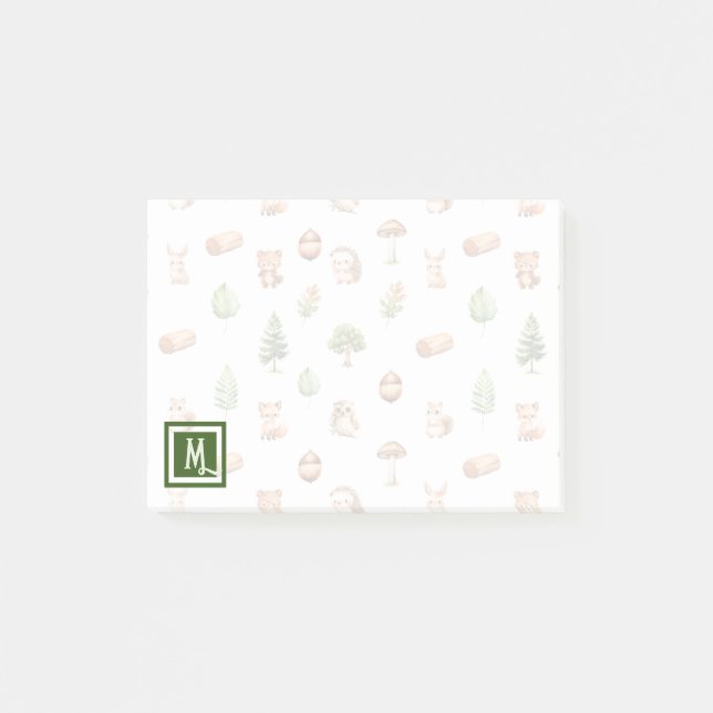 Bloco De Notas Animais da Floresta de Cachorro de Aquarelas (Frente)
