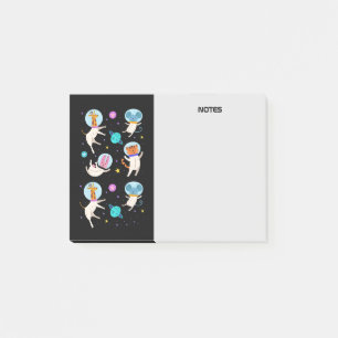 Bloco De Notas Animais de Astronauta Cuta Flutuando no Espaço