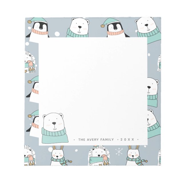 Bloco De Notas Animais de Natal Modernos Personalizados (Frente)