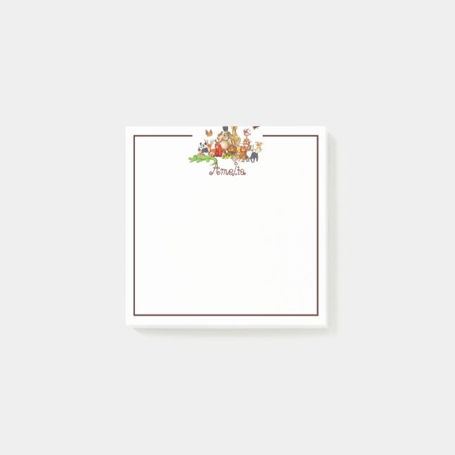 Bloco De Notas Animais personalizados para crianças  (Frente)