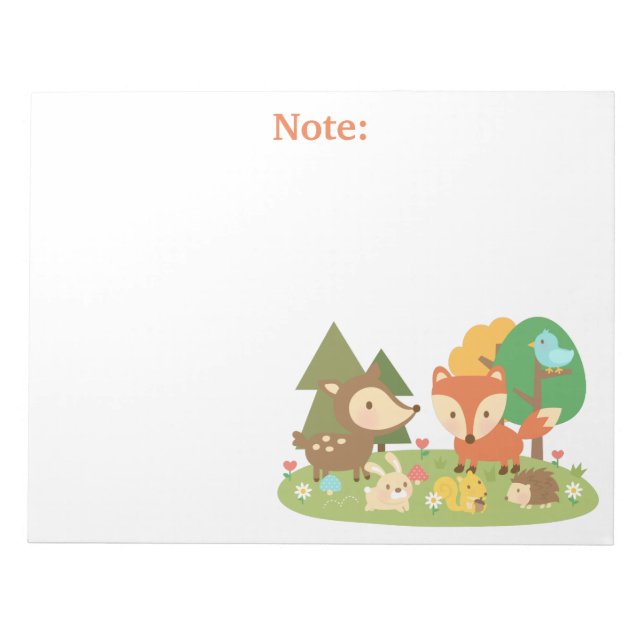 Bloco De Notas Animal Adorável da Floresta para Crianças (Frente)