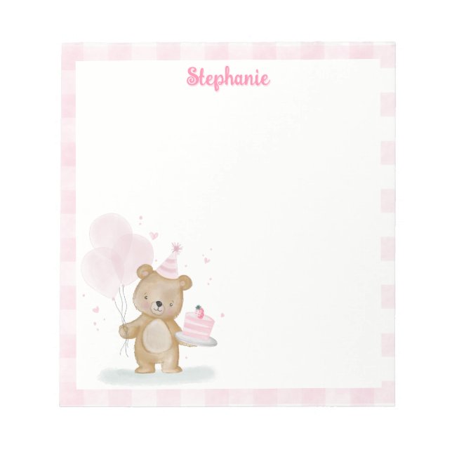 Bloco De Notas Aniversário Beary Doce (Frente)