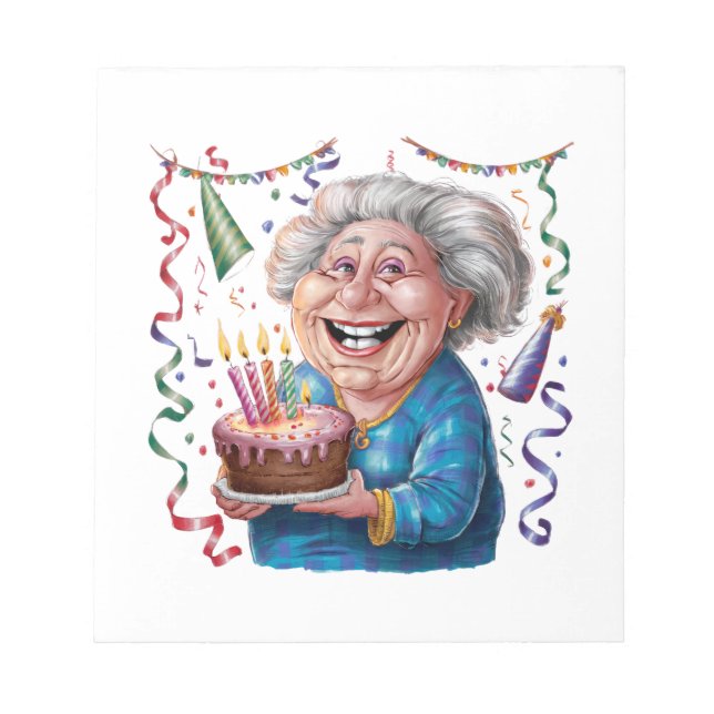 Bloco De Notas Aniversário da Vovó com Grande Sorriso (Frente)