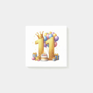 Bloco De Notas Aniversário de 11 anos dourado