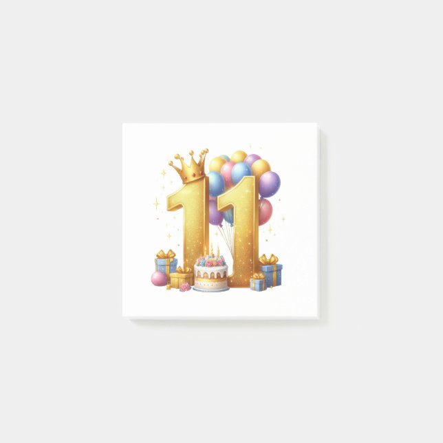 Bloco De Notas Aniversário de 11 anos dourado (Frente)