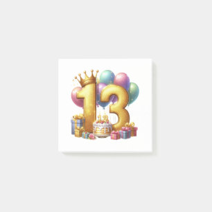 Bloco De Notas Aniversário de 13 anos dourado