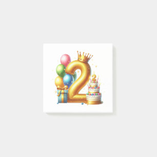 Bloco De Notas Aniversário de 2 anos dourado