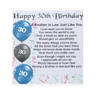 Bloco De Notas Aniversário de 30 anos do poema do cunhado