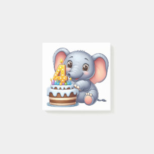 Bloco De Notas Aniversário de 4 anos do Elefante Fofo