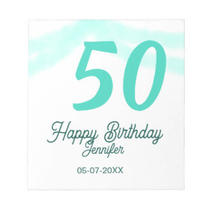 Bloco De Notas aniversário de 50 anos adicionar nome data ano ver