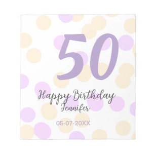 Bloco De Notas aniversário de 50 anos adicionar nome data roxo la