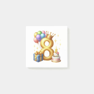 Bloco De Notas Aniversário de 8 anos dourado
