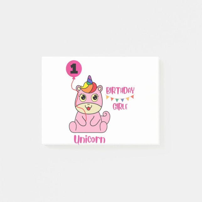 Bloco De Notas aniversário de uma menina unicórnio (Frente)