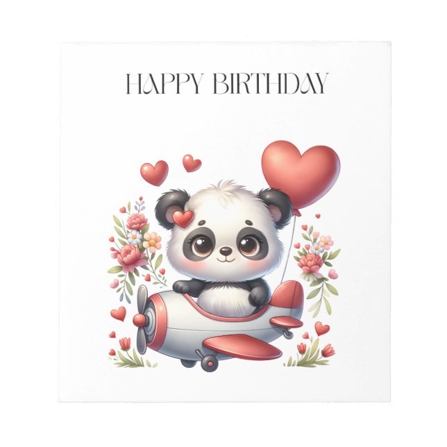 Bloco De Notas Aniversário do Panda Piloto (Frente)