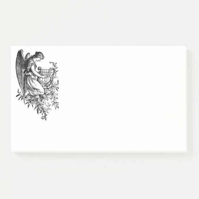 Bloco De Notas Anjo Com Harpa E Flora (Frente)