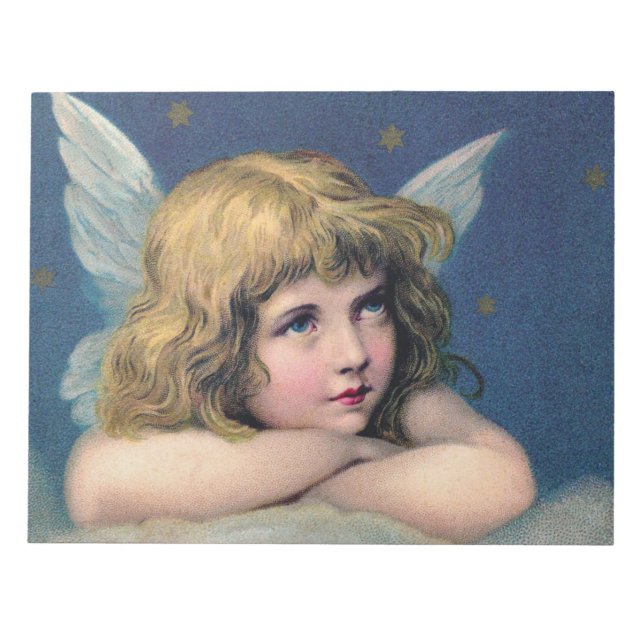 Bloco De Notas Anjo pesado sonhando em uma nuvem no céu (Frente)