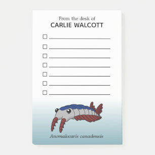 Bloco De Notas Anomalocaris animal pré-histórico com lista de