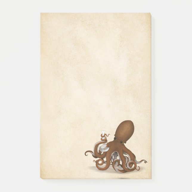 Bloco De Notas Antíca Pergaminho Química Octopus Steampunk (Frente)