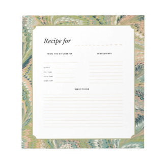 Bloco De Notas Antique Marbled Paper Recipe Notepad