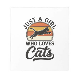 Bloco De Notas Apenas uma Garota que Ama Gatos Desenho Retro Vint