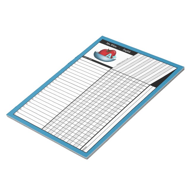 Bloco de notas Apple A+ Blue Teachers Grade (Inclinado)