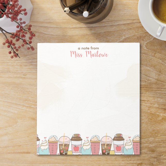 Bloco De Notas Apple Coffee de Apreciação do Professor Personaliz (Teacher Appreciation Apple Coffee Personalized Notepad)