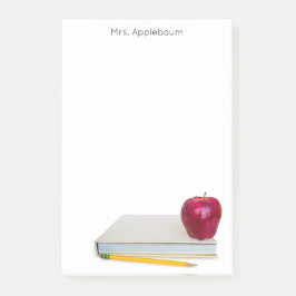 Bloco De Notas Apple com Livro e Lápis Nome do Professor 4 x 6