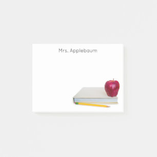 Bloco De Notas Apple com o professor do livro e do lápis nomeia