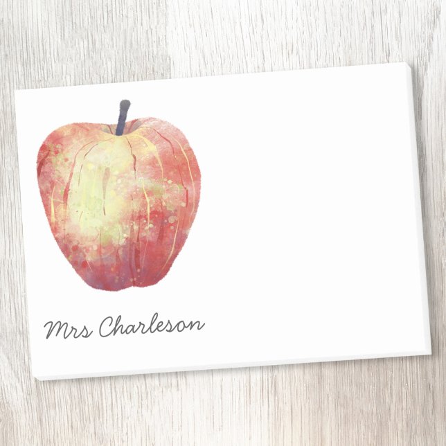 Bloco De Notas Apple Watercolor Personalizado (Watercolor apple personalized name post it notes)