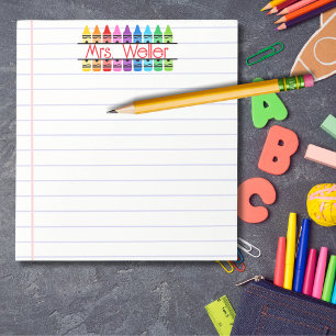 Bloco De Notas Apreciação de Professora Crayon Vermelho Personali