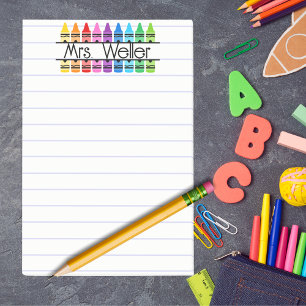 Bloco De Notas Apreciação de Professora Crayon Vermelho Personali