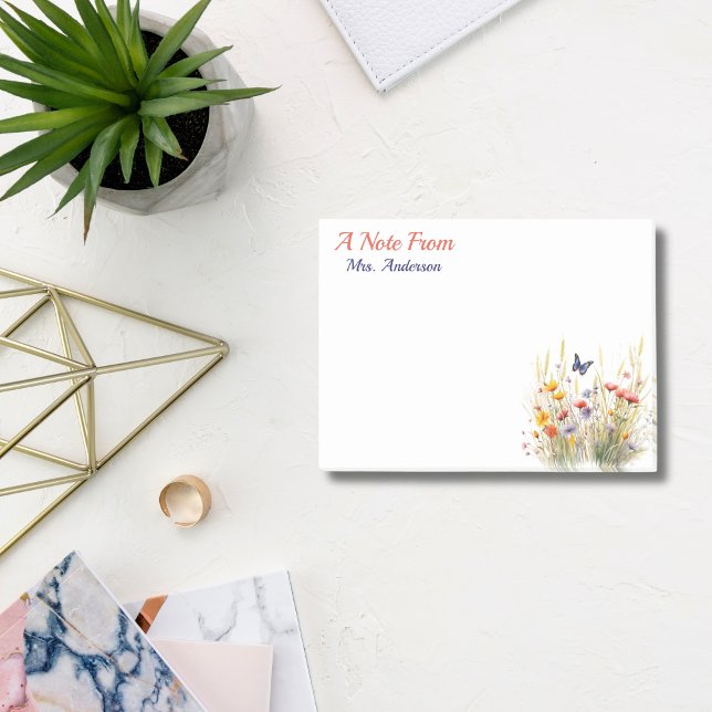 Bloco De Notas Apreciação de Professores Personalizados de Aquare (Watercolor Floral Custom Teacher Appreciation Post-it Notes)