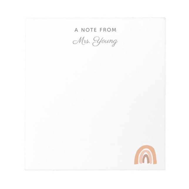 Bloco De Notas Apreciação do professor Boho Rainbow personalizado (Frente)