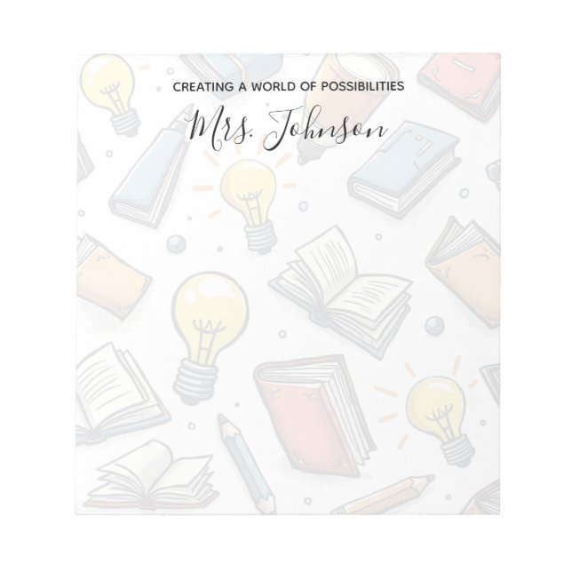 Bloco De Notas Apreciação do professor com padrão de doodle criat (Frente)