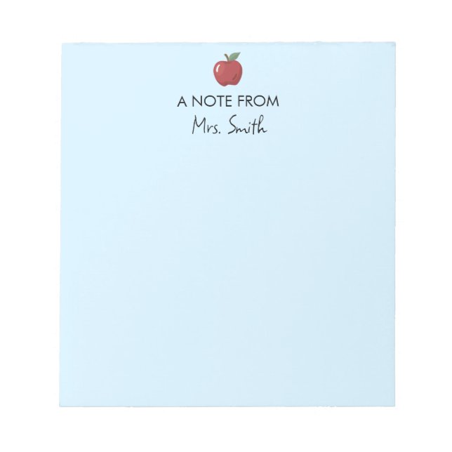 Bloco De Notas Apreciação do Professor de volta à Apple de Abaste (Frente)